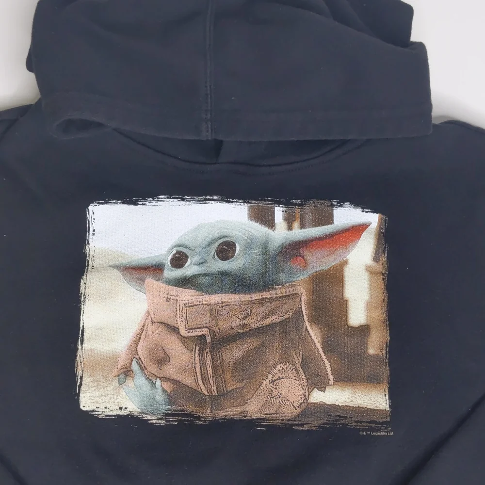 Old Navy Hoodie Baby Yoda Black Sweater Size Medium 8